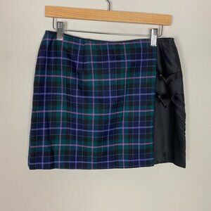Express Mini Skirt Plaid Y2K Buckle Academia Womens 9/10 Wool